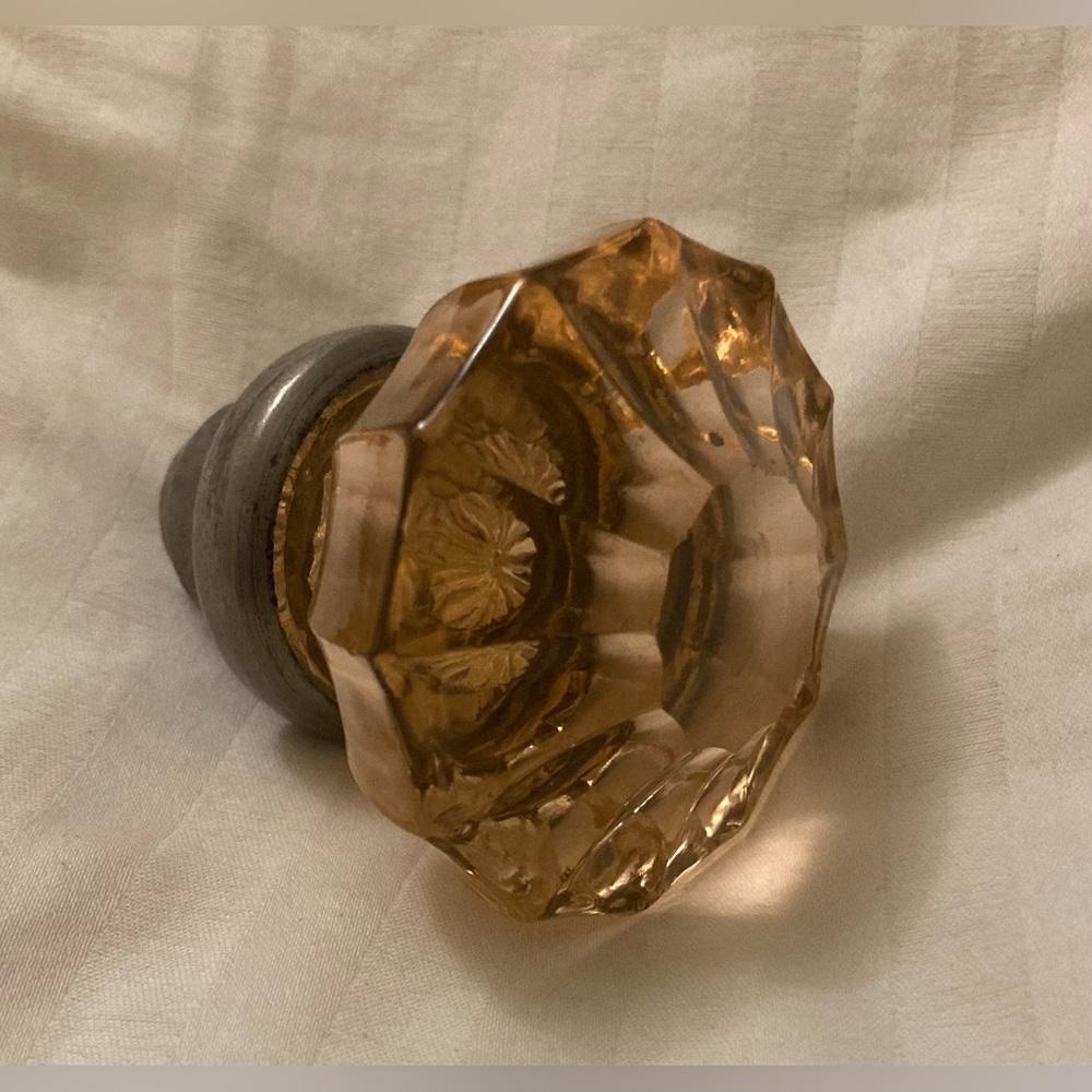 Antique Vintage Peach Pink Glass Door Knob Rare